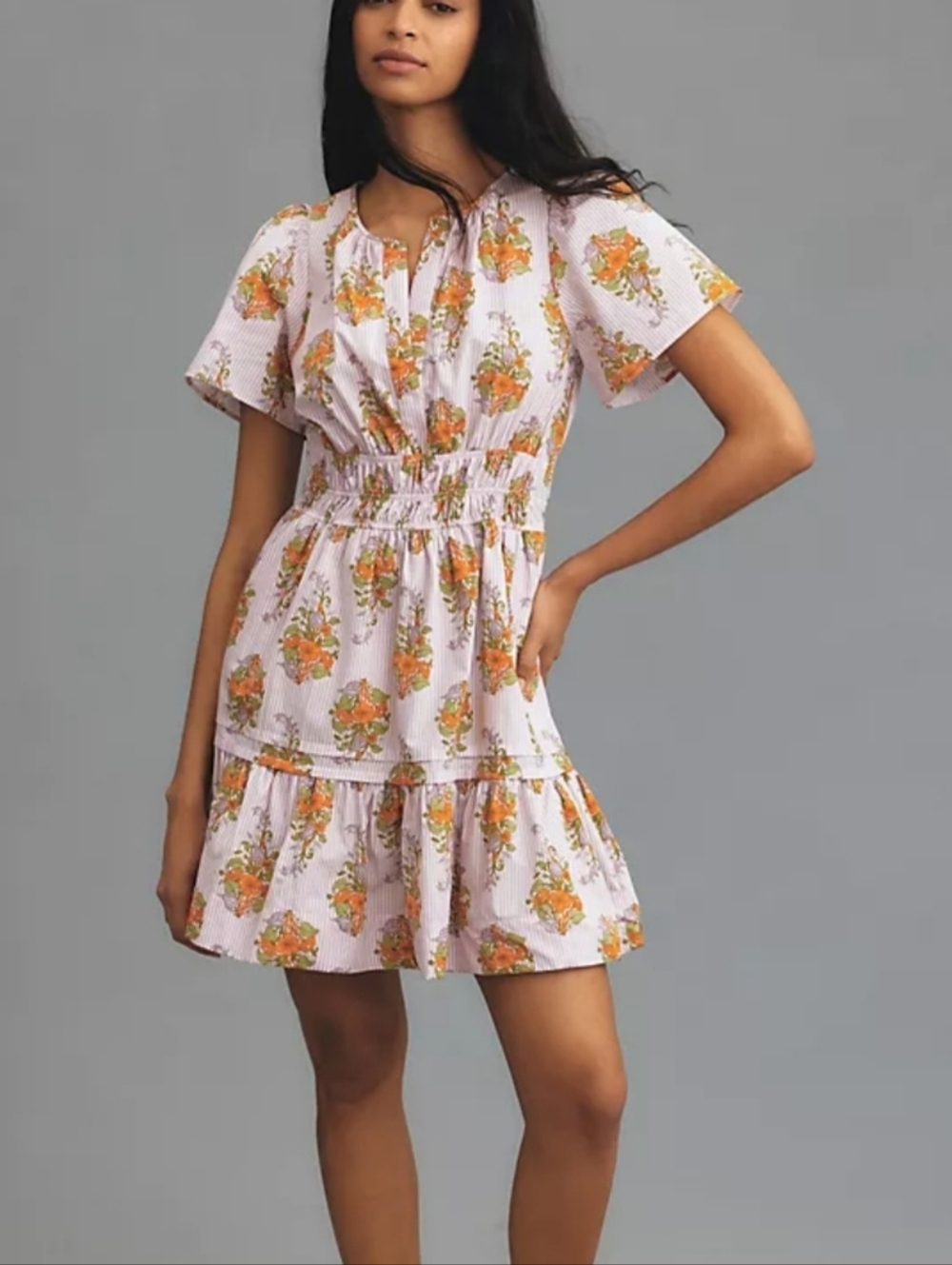 Anthropologie The Summerset Mini Dress Pink Orange Cotton Size Small